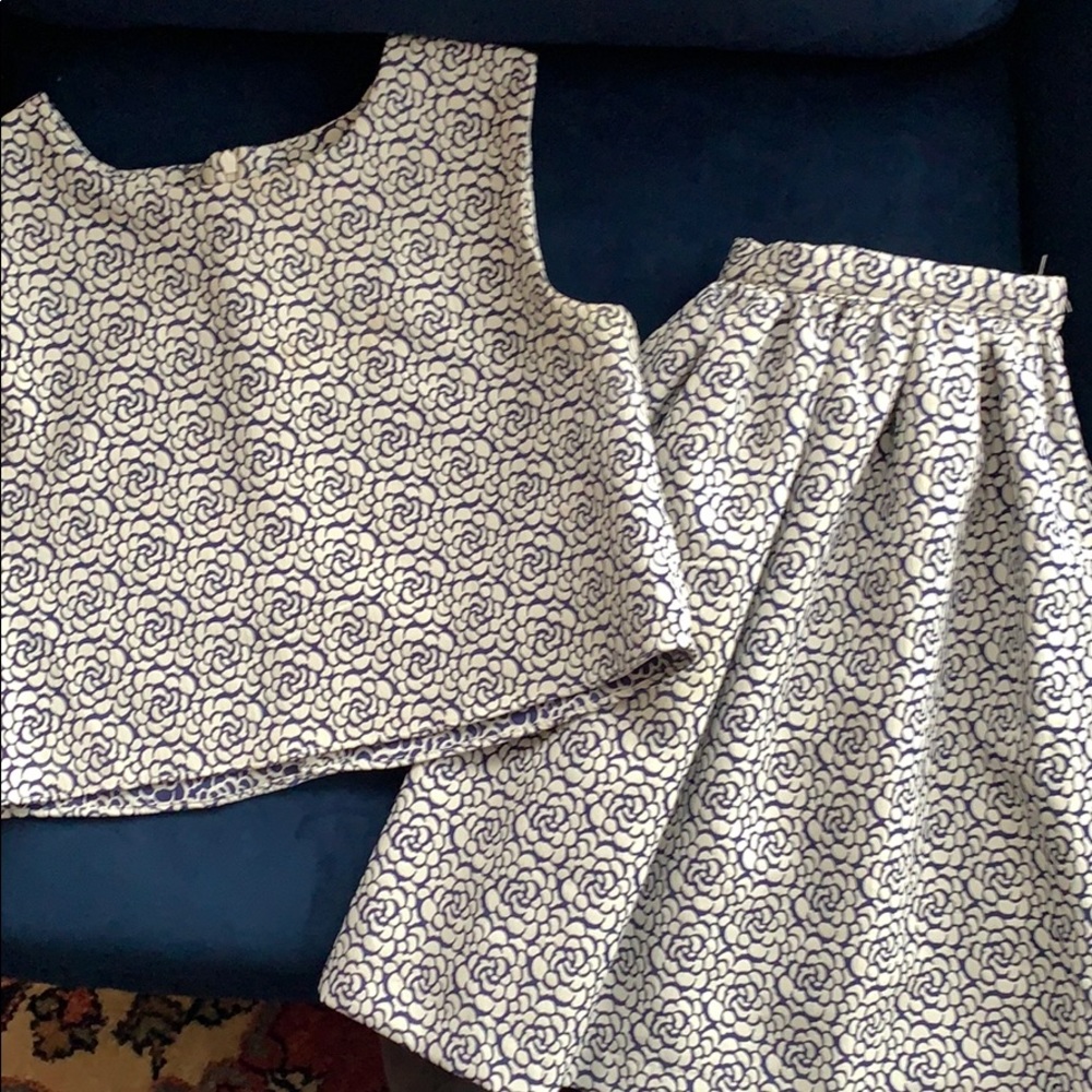 Purple and White Floral Two-Piece Set